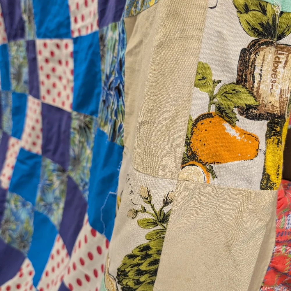 Vintage Bed Cover Fabric From 1970 Patchwork Fabric Ruffle All The Way Around